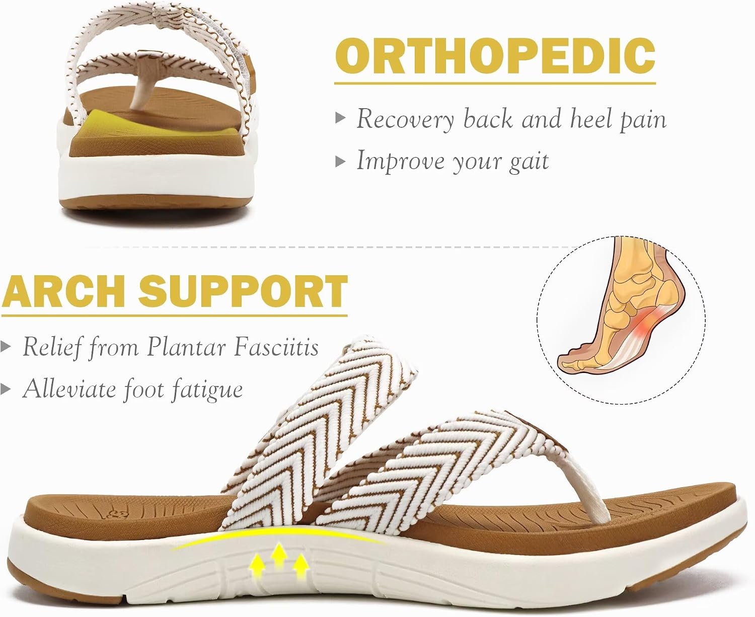 Thumbnail 2 de COFACE Womens Trendy Orthotic Flip Flops with Arch Support and Cushioned Footbed