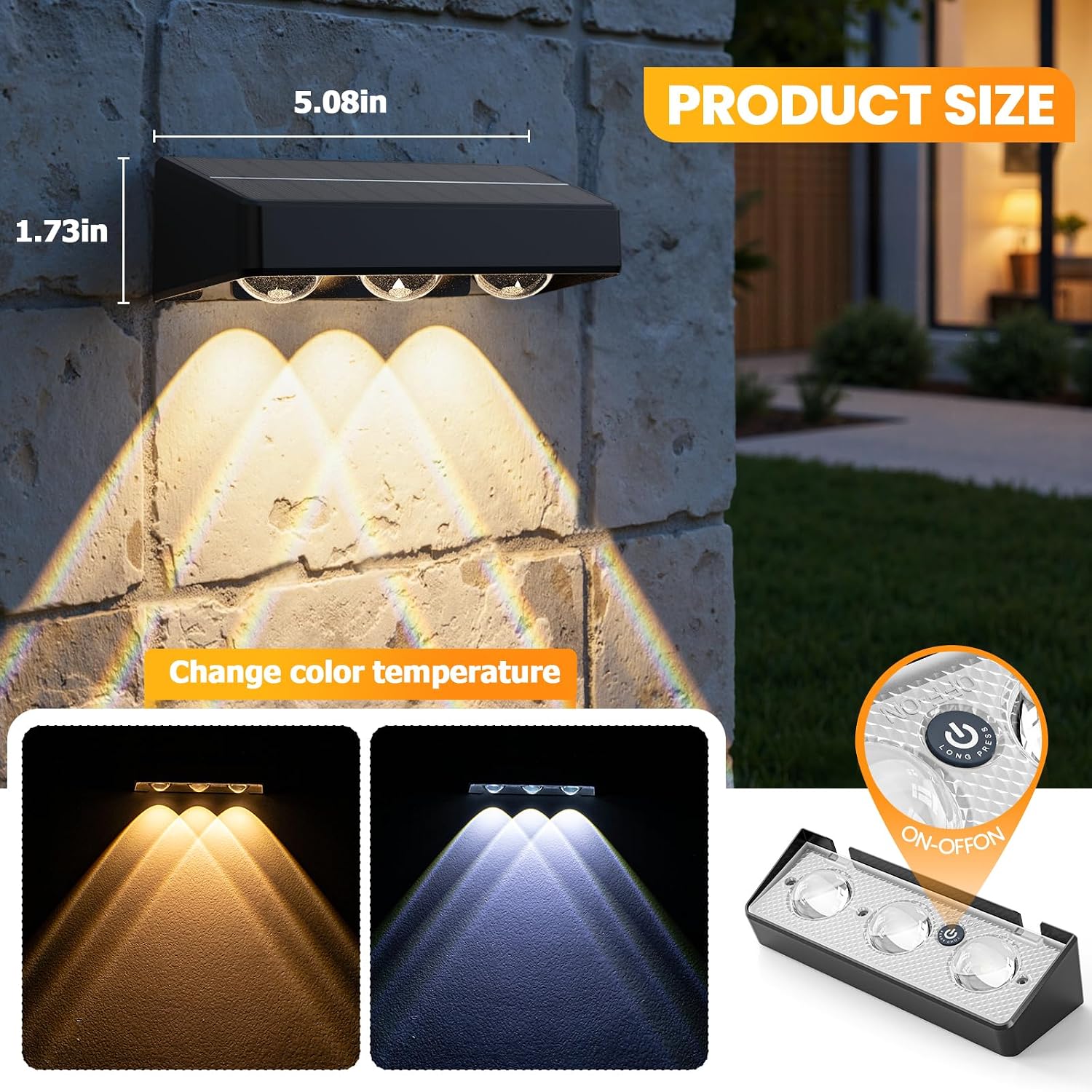 Thumbnail 3 de NIORSUN Solar Fence Lights, 6-Pack: RGB Outdoor Deck Lights with IP65 Waterproofing
