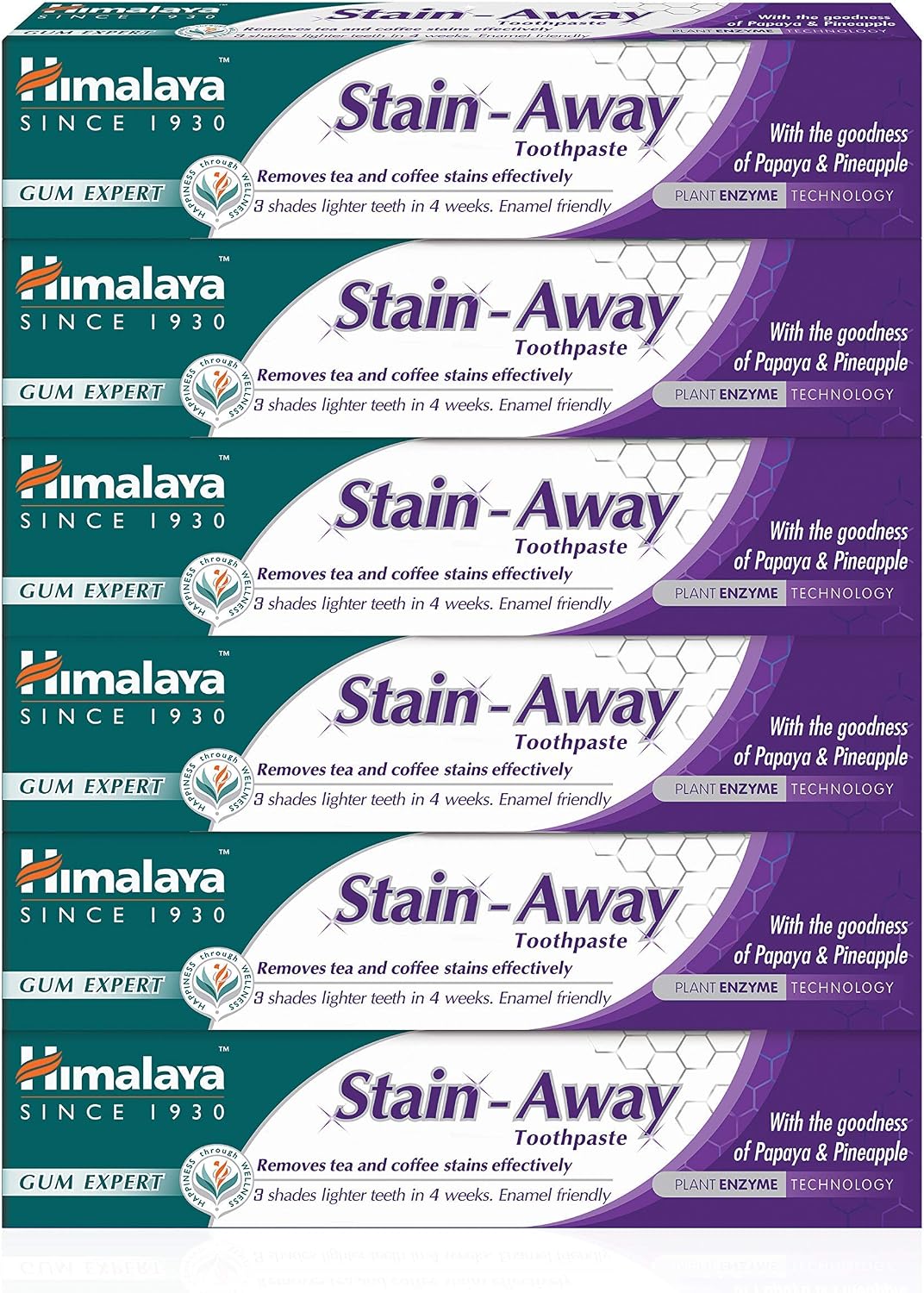Imagen de Himalaya Herbals Enamel Friendly Stain-Away Toothpaste — 75ml (Pack of 6) en OfertitasTOP