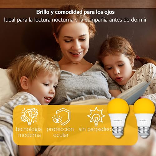 Detalle de Toys4Boys Bombilla LED Ámbar E27: Luz cálida, ojos felices y descanso suave