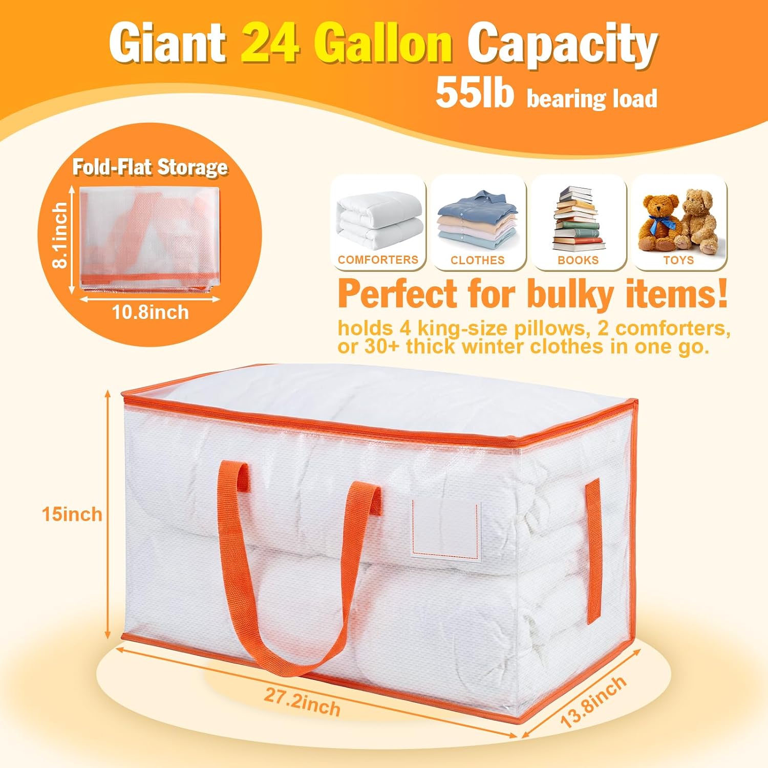 Thumbnail 1 de KYODOLED 10-Pack Clear Moving Bags: Heavy-Duty, Extra Large totes for Easy Relocation