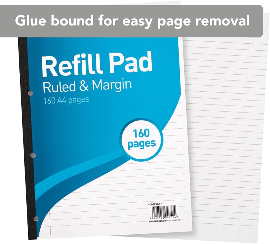 Detalle 1 de SUMMIT A4 Lined Paper Refill Pad (8 mm ruling with margin) – Pack of 3, 160 pages each