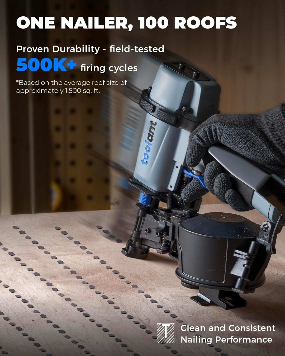 Detalle de toolant TA01105 Pneumatic Roofing Coil Nailer, 15° Nails, 120-Nail Capacity