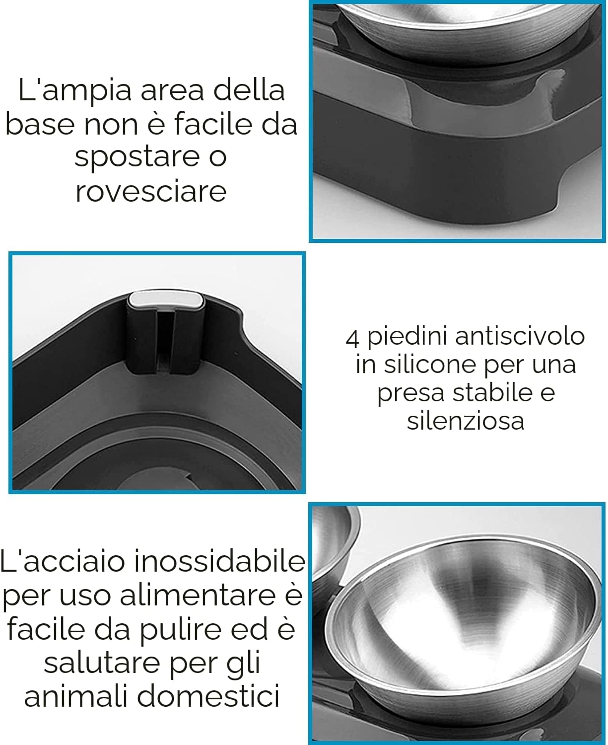 Detalle de Edipets – Ciotole per Gatti Doppie in Acciaio Inox con Angolo Regolabile 0–15°