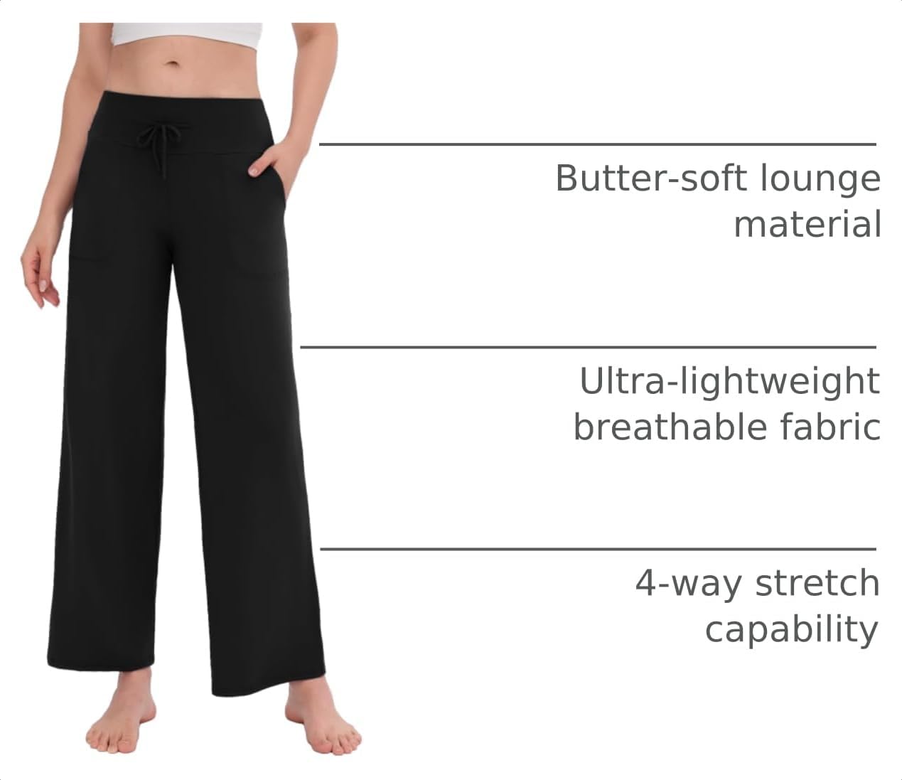 Detalle 2 de ZOOSIXX Capri Pants for Women – Wide Leg Loose Casual Trousers with Pockets, High-Waisted Drawstring Summer Pant