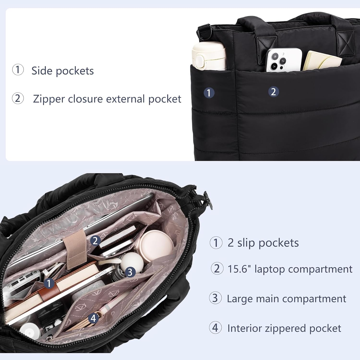 Thumbnail 4 de Puffer Tote Bag 16.3x6.3x12 in