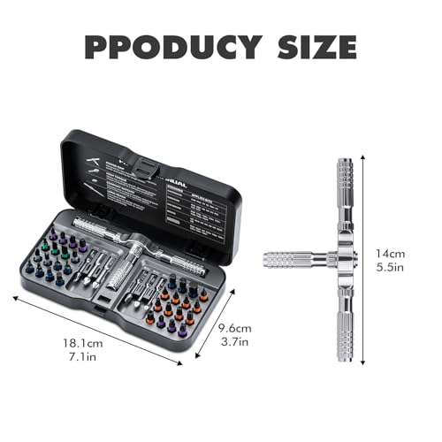 Detalle de VMAN Ratschen Schraubendreher Set 40 in 1 – magnetisch, S2-Stahlbits, vielseitig für Möbelmontage und Präzisionsreparaturen