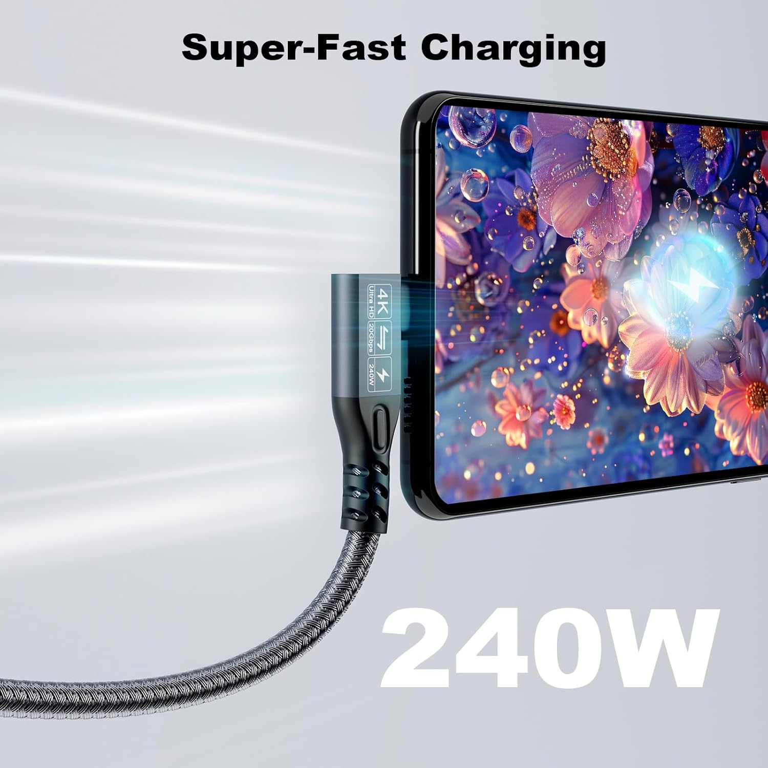 Thumbnail 6 de CHENLENIC 90Degree USB-C 3.2 Extension Cable (20Gbps) with 240W USB PD & 4K@60Hz video support, 1M+1M