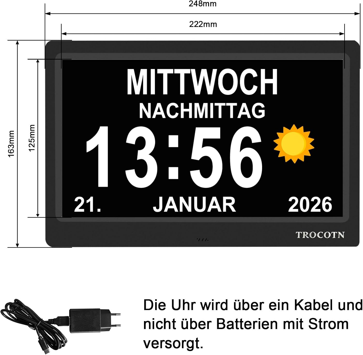 Thumbnail 1 de TROCOTN 10 Zoll Demenz Uhr mit Großdisplay