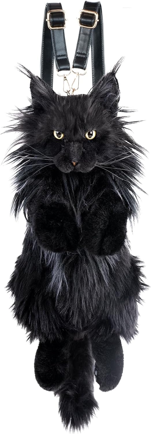 Detalle de Chongker Plüschtier Katze Rucksack – Realistische Katzenform, handgefertigt