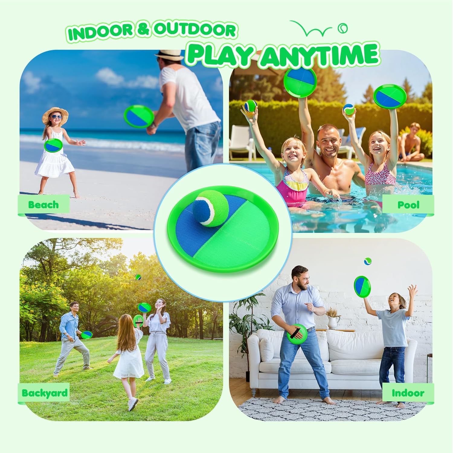 Detalle de Toss and Catch Ball Set Upgrade – Durable Outdoor Beach & Pool Game for Kids