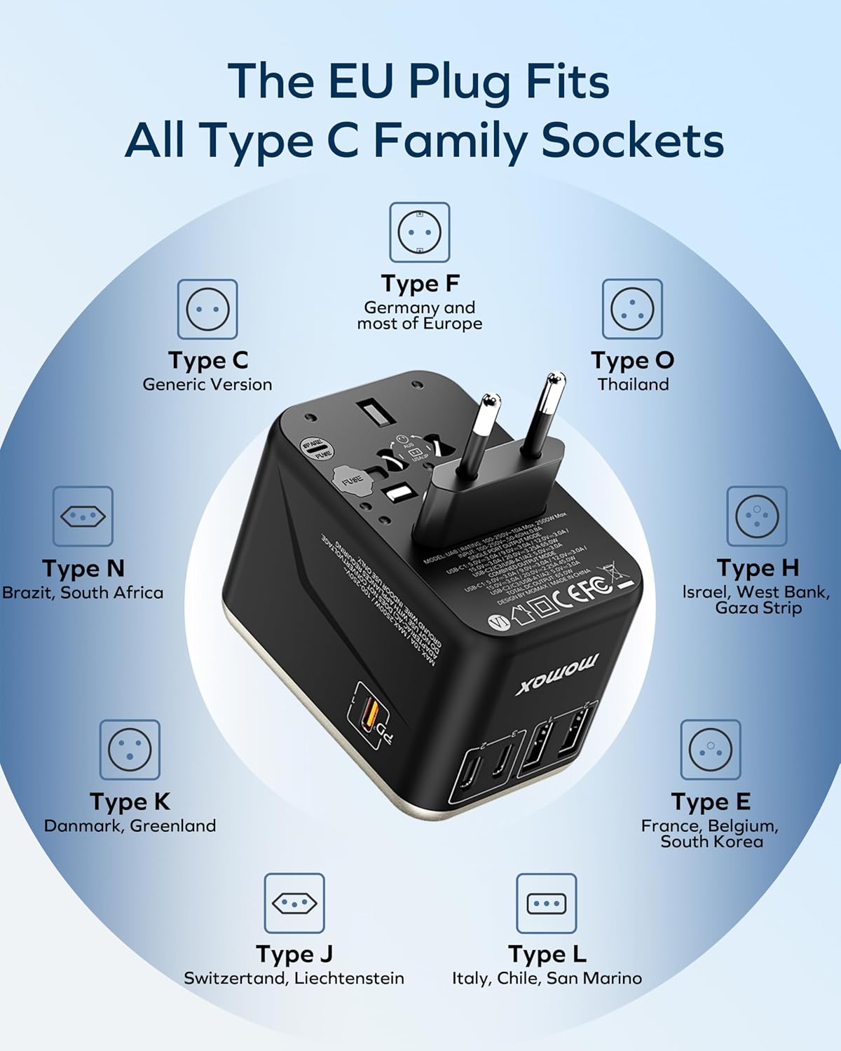 Detalle 2 de MOMAX Universal Travel Adapter 70W