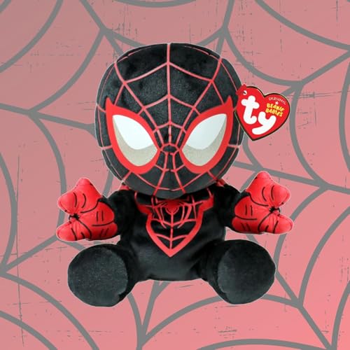 Detalle 2 de Ty Floppy Collezione Marvel: Miles Morales Spiderman, peluche morbido 20 cm (T44006)