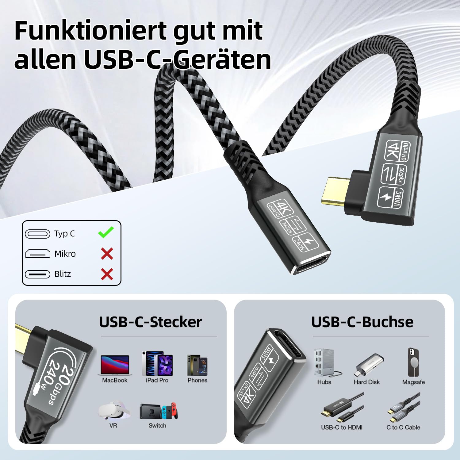 Thumbnail 6 de CAKOBLE USB C Verlängerungskabel 0,5 m