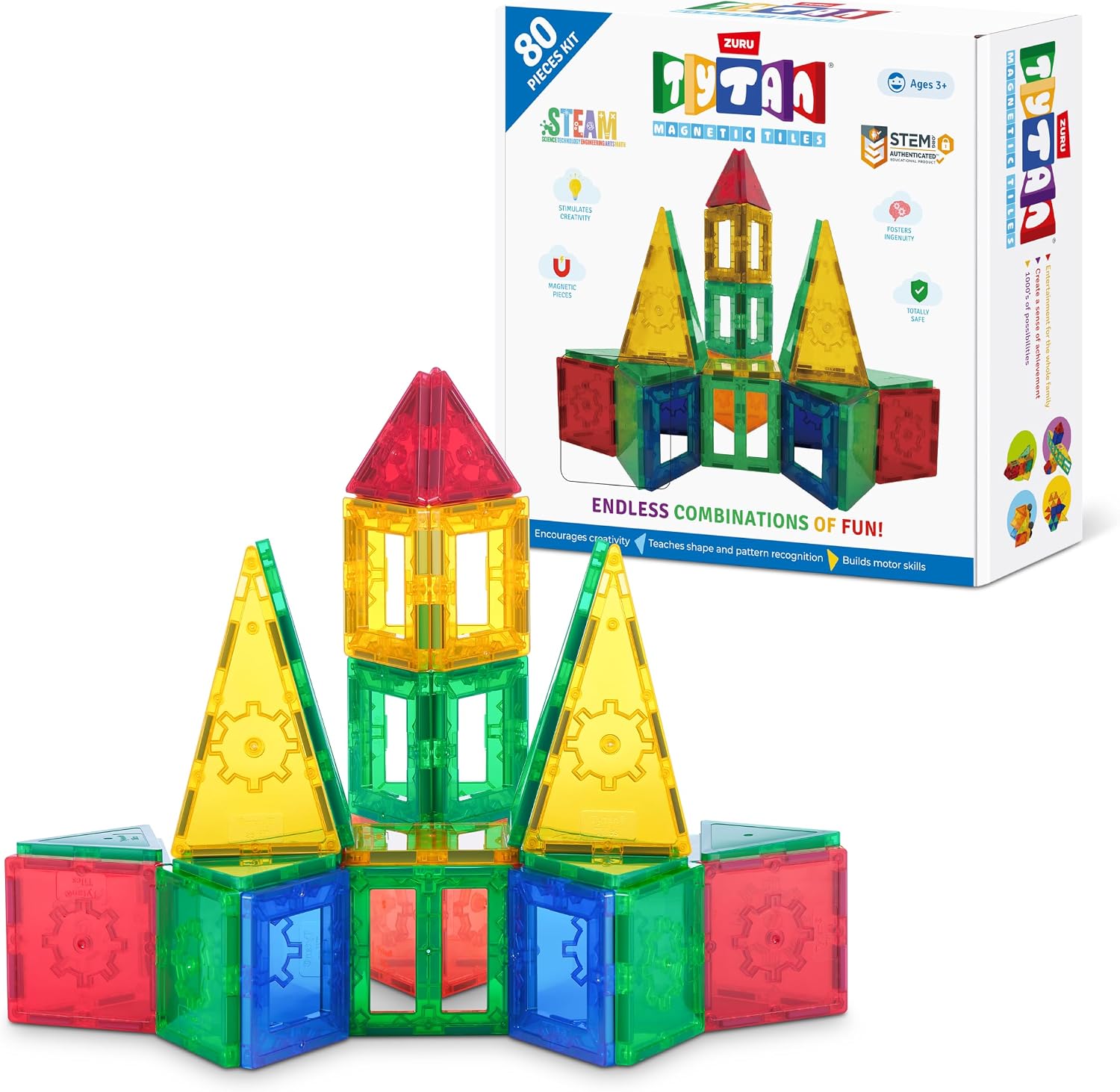 Detalle de ZURU Magnetic Tiles, 80-Piece Set
