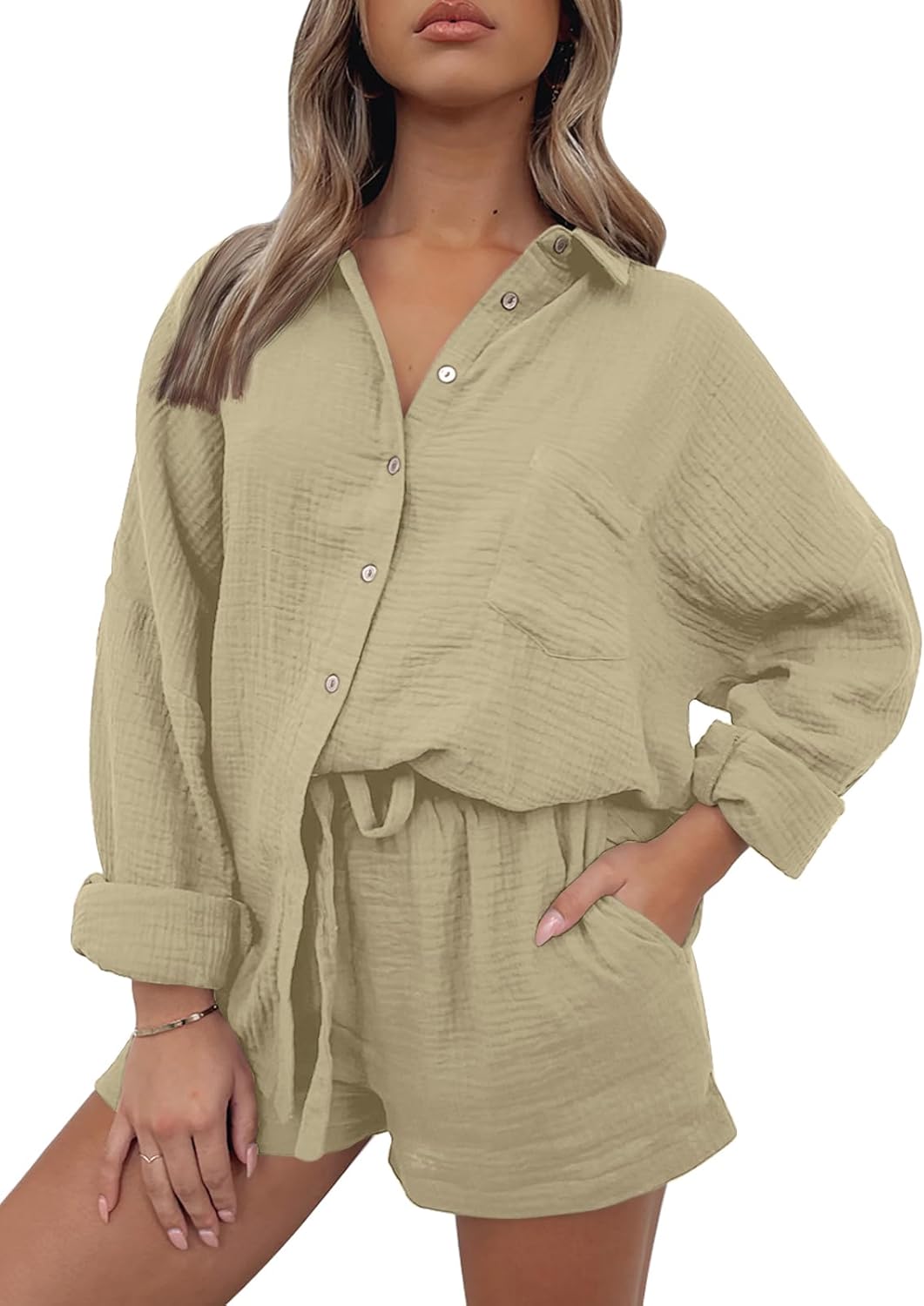 Thumbnail 5 de AUTOMET 2-Piece Lounge Set for Women: Matching Oversized Shirt & Shorts
