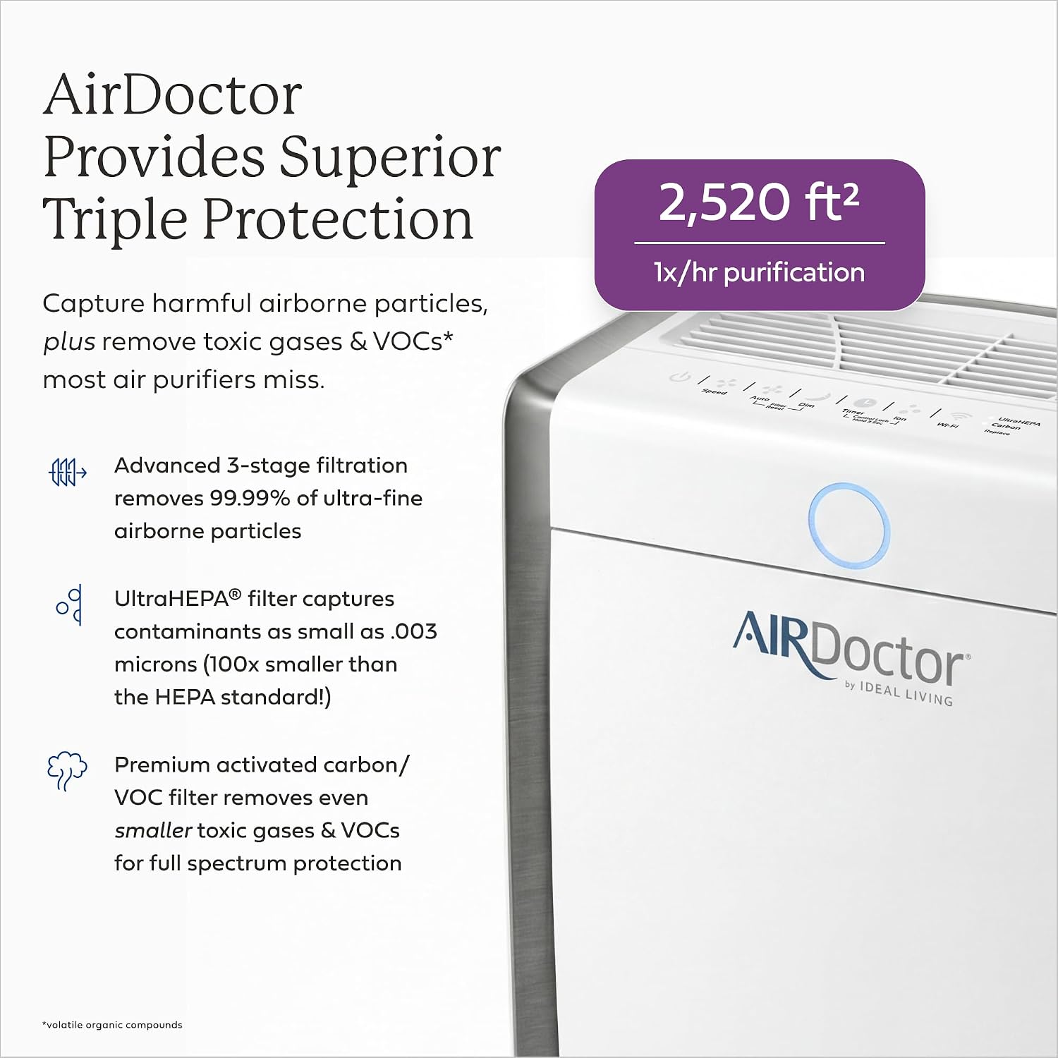 Detalle 2 de AIRDOCTOR AD3500 Air Purifier for 1260 sq. ft. 🌬