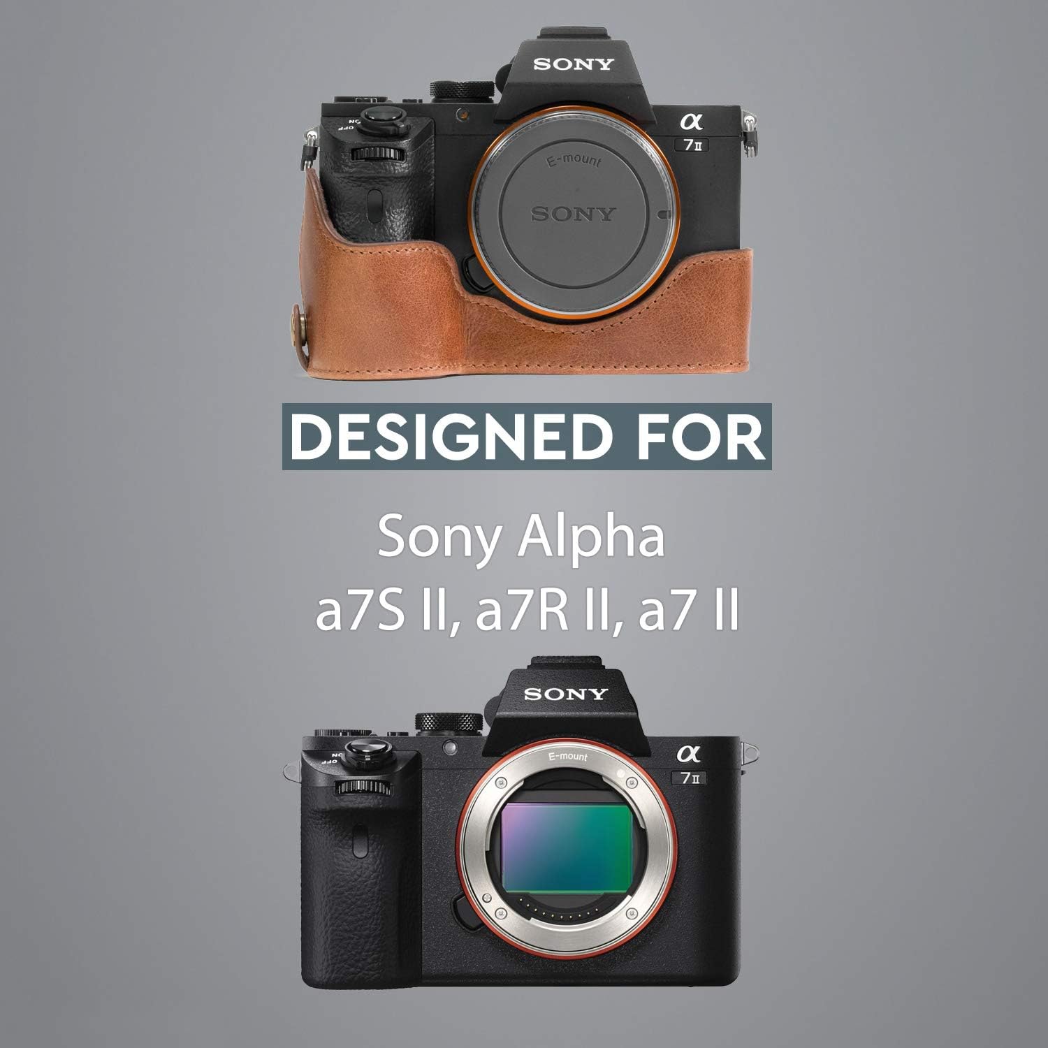 Detalle 2 de MegaGear MG1130 Echtleder Halbtasche für Sony Alpha A7-Serie (Dunkelbraun)