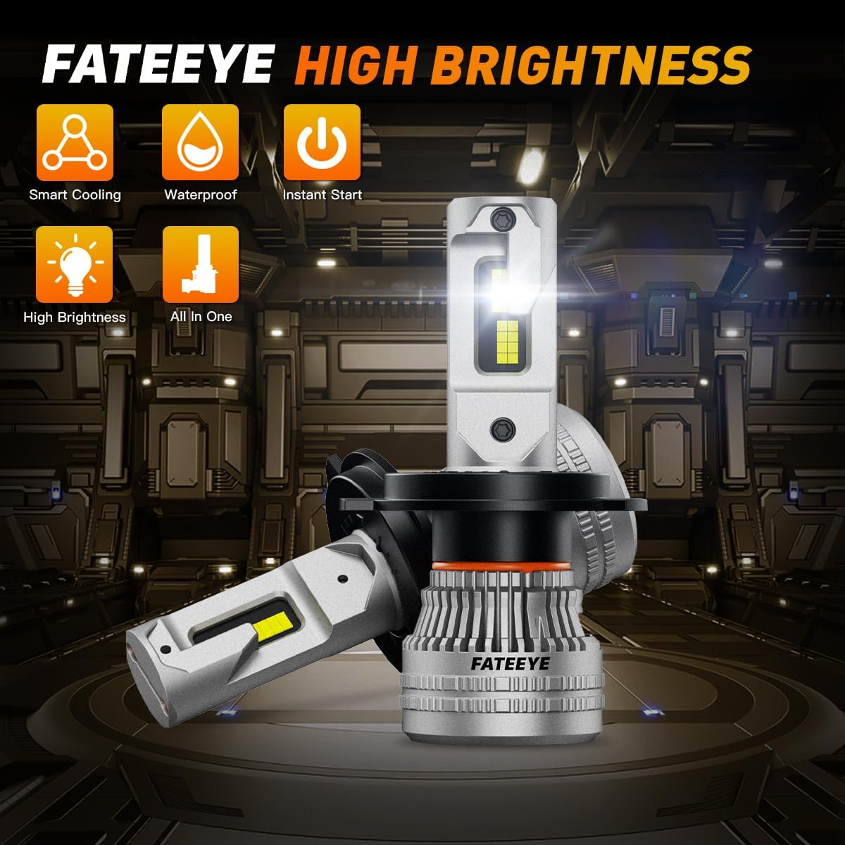 Detalle de FateEye H4 LED Headlight Bulbs – 800% Brighter, 44,000LM, 200W Kit (2-Pack)
