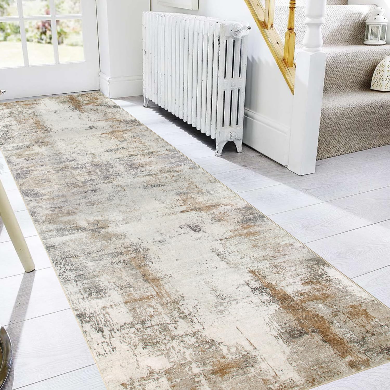 Detalle 2 de Famibay 60x300cm Hallway Runner Rug in Brown & Beige (non-slip, washable, low pile)