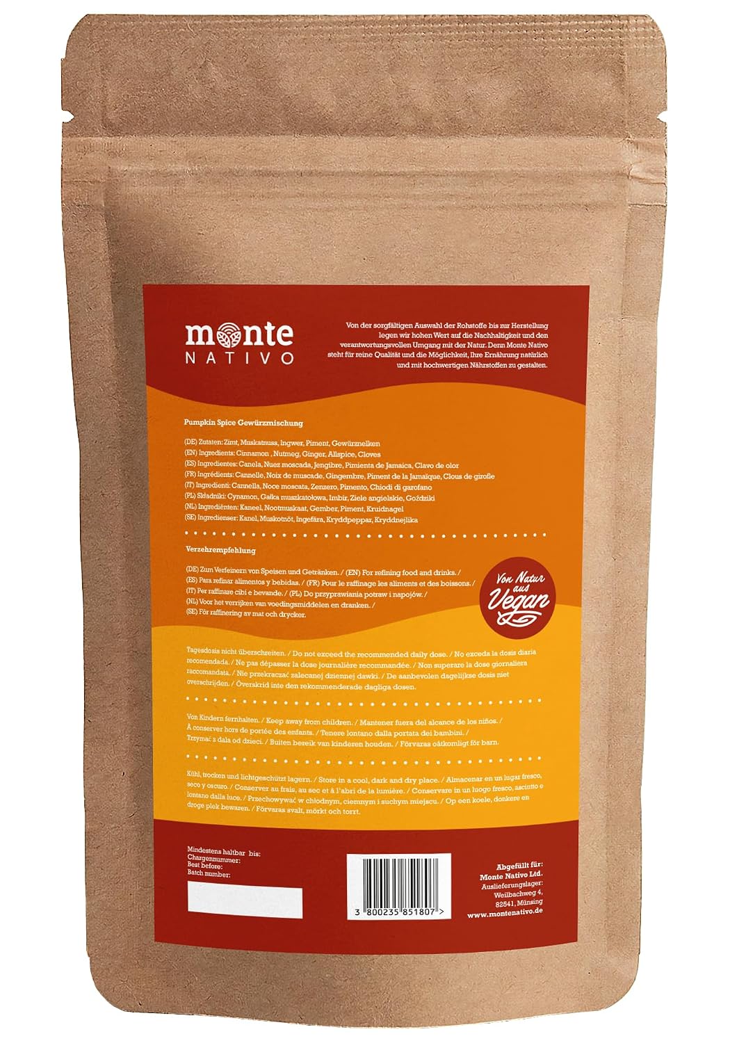 Detalle de Pumpkin Spice Monte Nativo (250 g) – Kürbis Gewürz