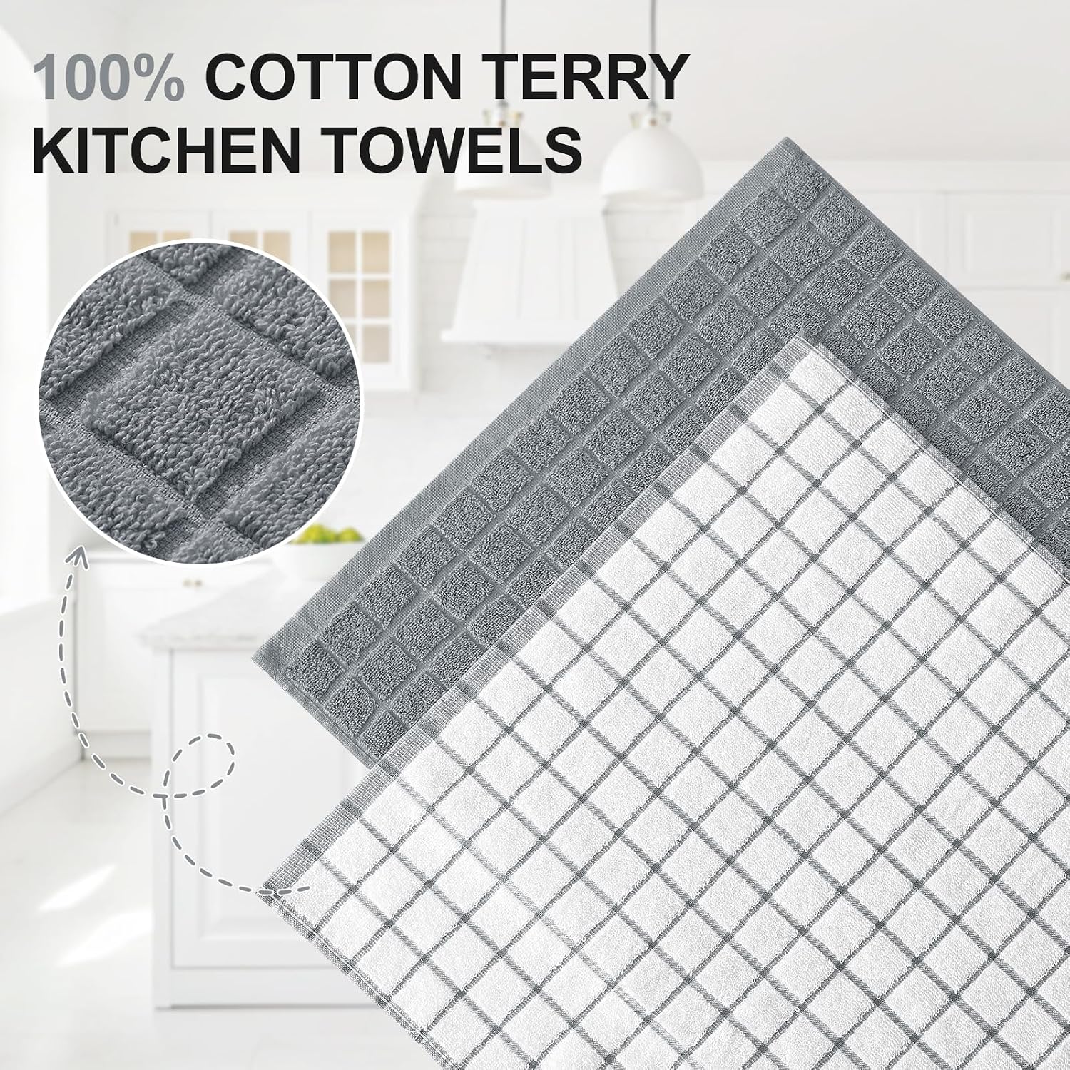 Thumbnail 1 de Homaxy Premium Cotton Kitchen Towels 16" x 28" 6-pack