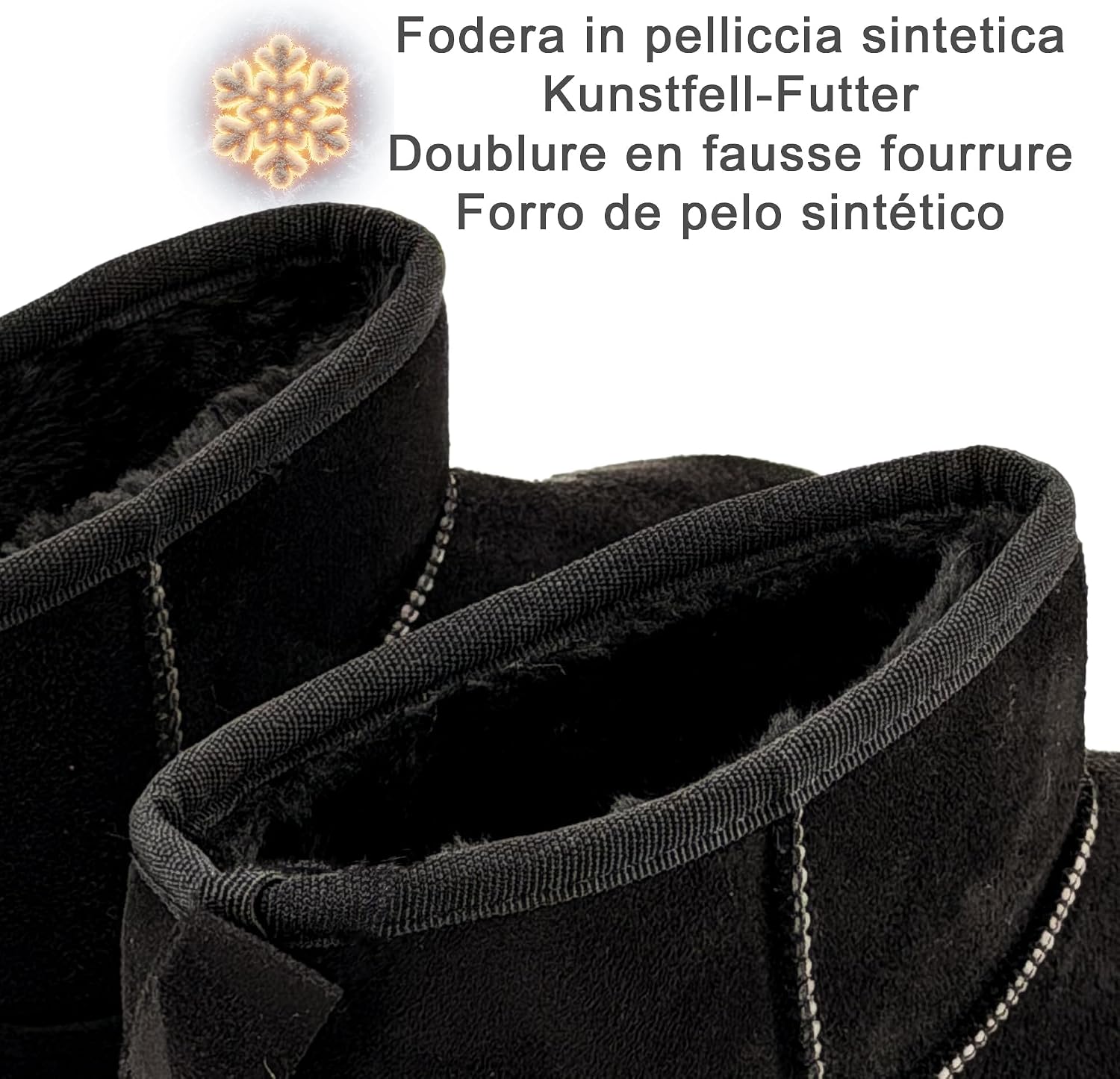 Detalle 1 de JOMIX dameswinterlaarzen met imitatiebont, suède-look en antislipzool