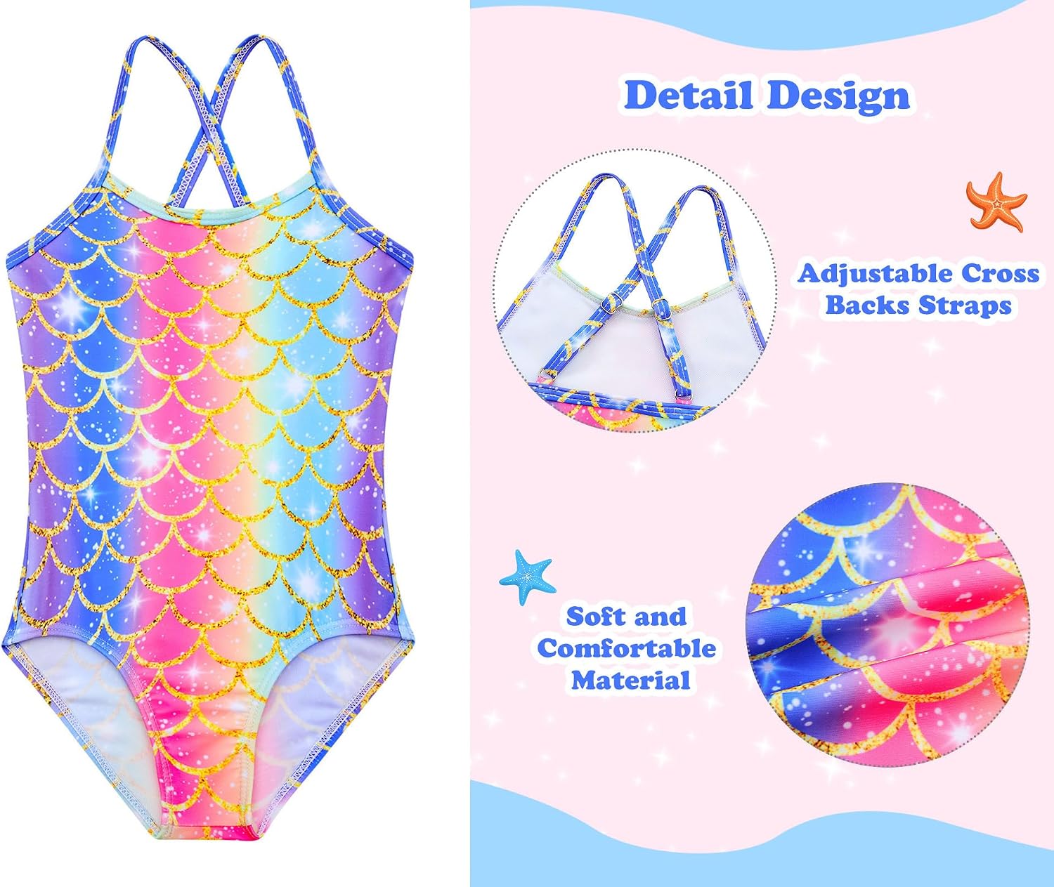 Detalle de Kids4ever Girls Swimming Costume 2 Piece Quick Dry Breathable Bikini Set (2–7 Years)