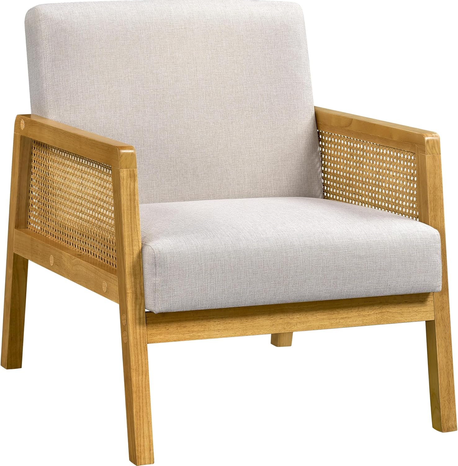 Detalle de Yaheetech Poltrona reclinabile da salotto con braccioli in rattan e cuscini imbottiti, fino a 140 kg
