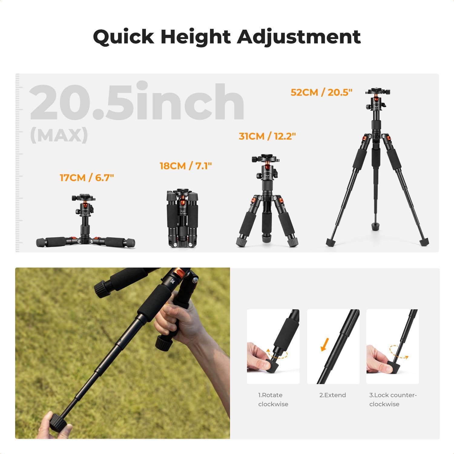Thumbnail 3 de K&F CONCEPT Mini Desktop Tripod 52cm