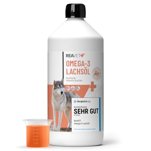 Detalle de ReaVET Lachsöl Hunde 1 Liter – Omega-3 Boost aus Atlantiklachs, frisch abgefüllt in Deutschland