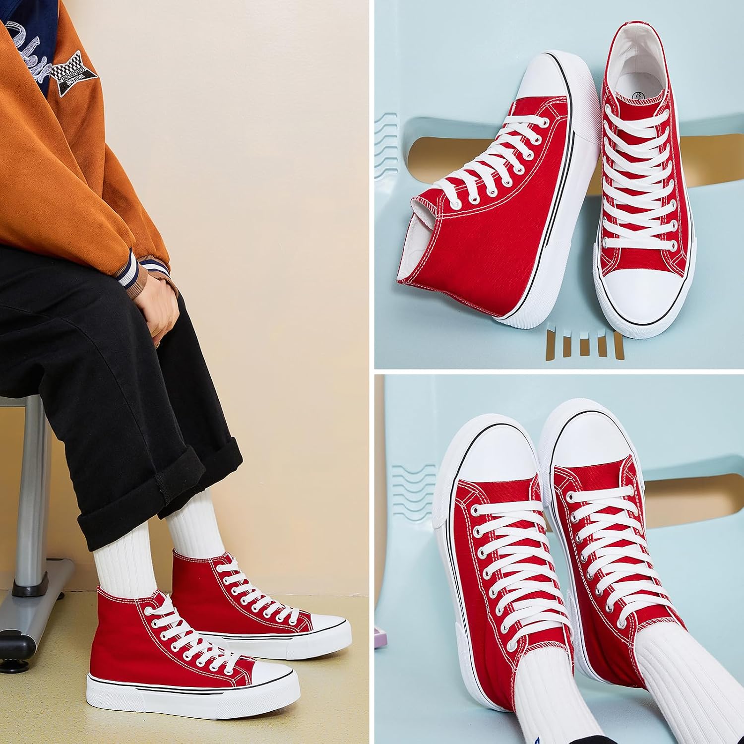 Detalle 2 de hash bubbie High Top Canvas Sneakers with Lace-Up Fit and Rubber Sole