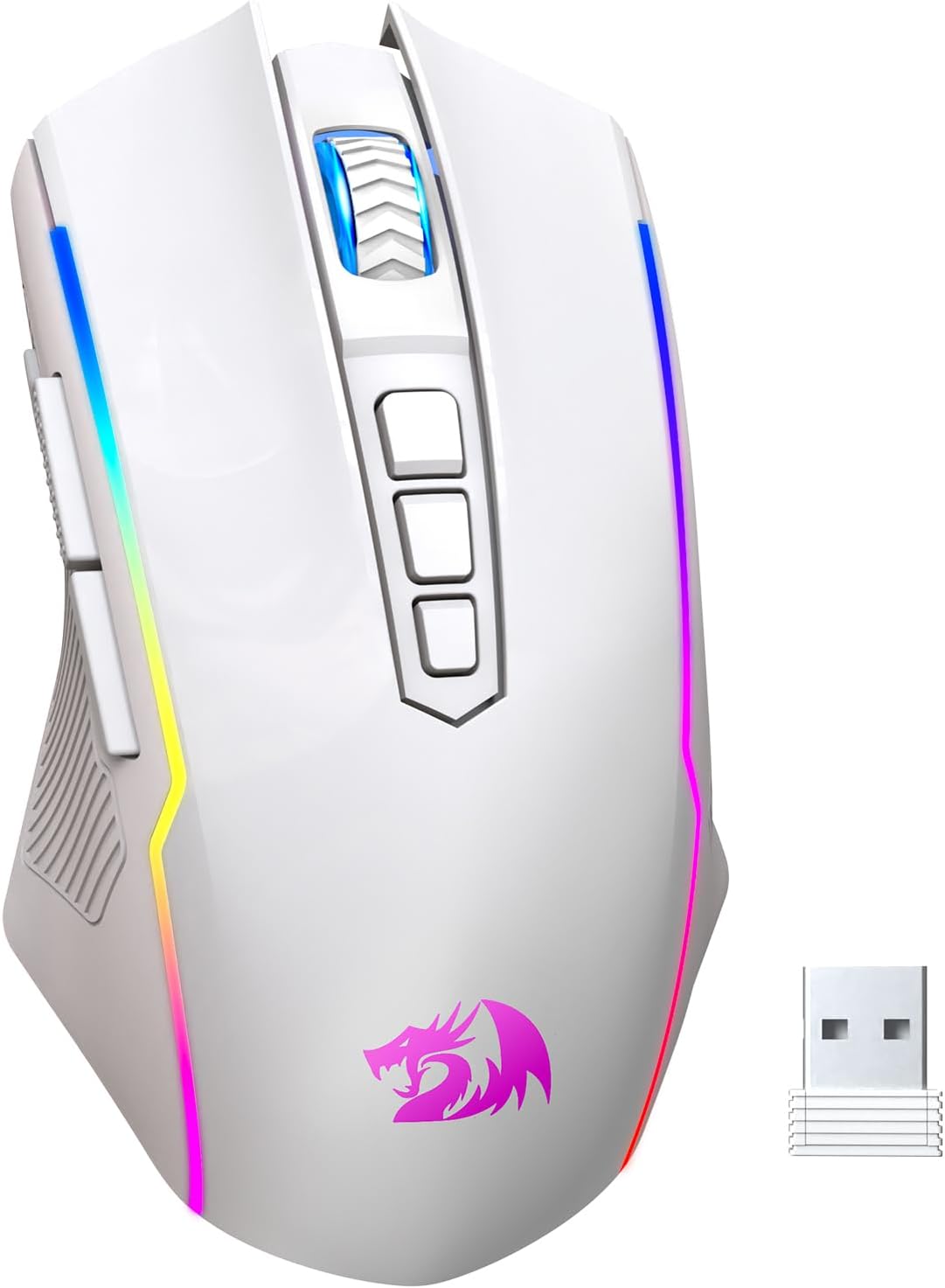Detalle de Redragon Tri-Mode Wireless Gaming Mouse (M914) – 12000 DPI, RGB, Fully Programmable
