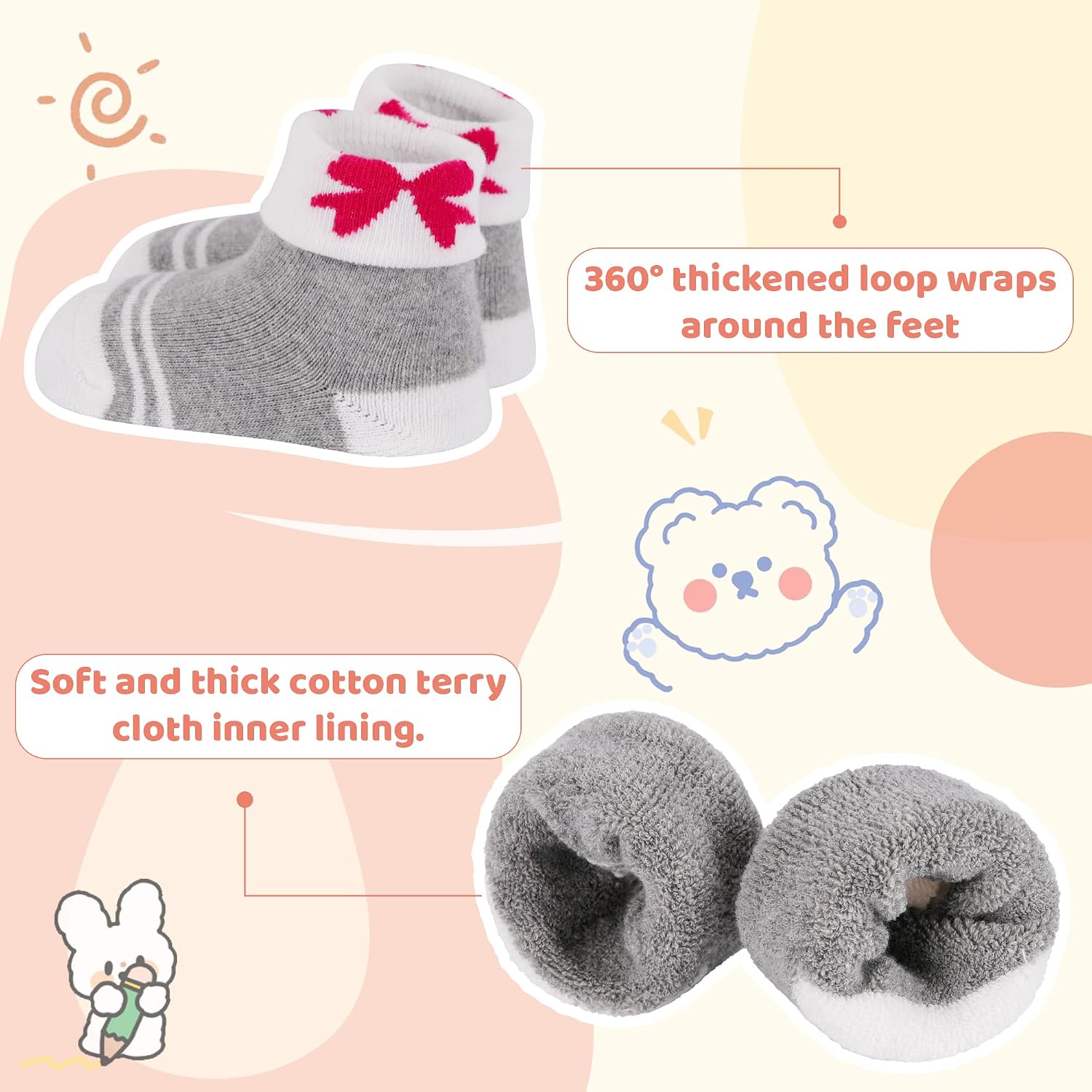 Thumbnail 2 de TRAMLE Baby Socks Cotton Warm 10 Pack