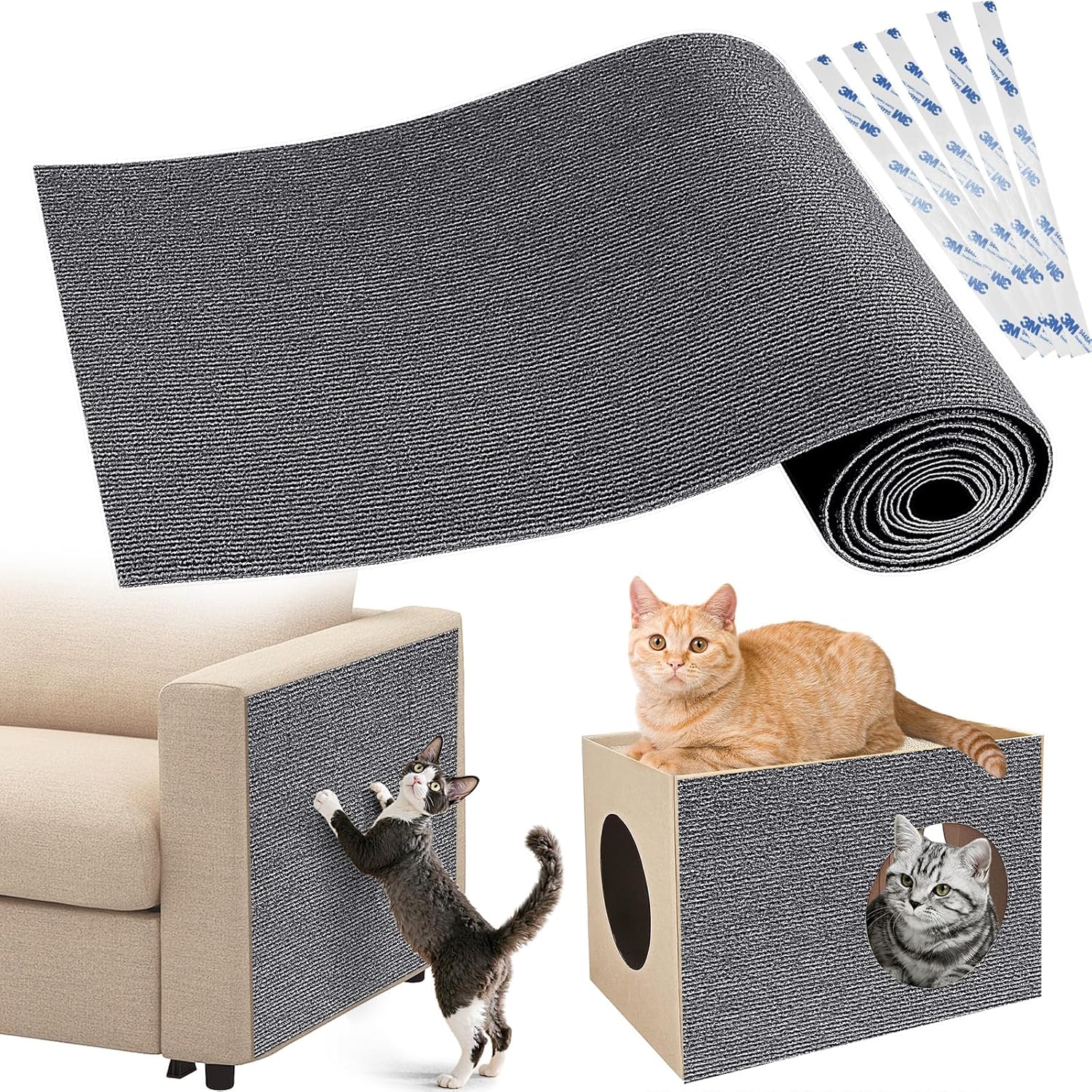 Gimars selbstklebende Kratzmatte 200 × 40 cm (mit Zusatz-Klebeband) – Kratzschutz für Sofa, Wand & Möbel, grau