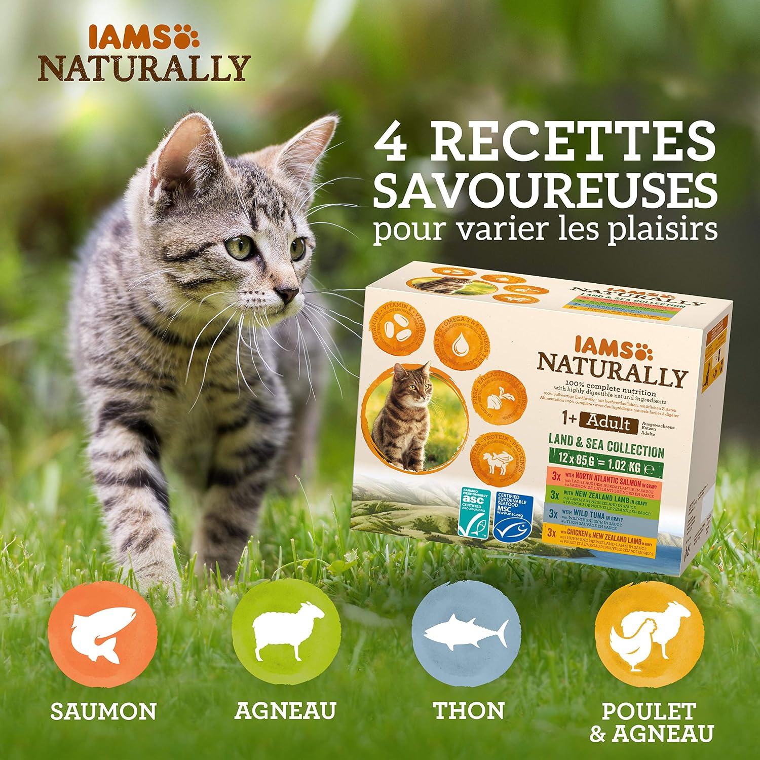 Detalle de IAMS Naturally nourriture humide pour chat stérilisé ou non – sachets fraîcheurs (12 x 85 g)