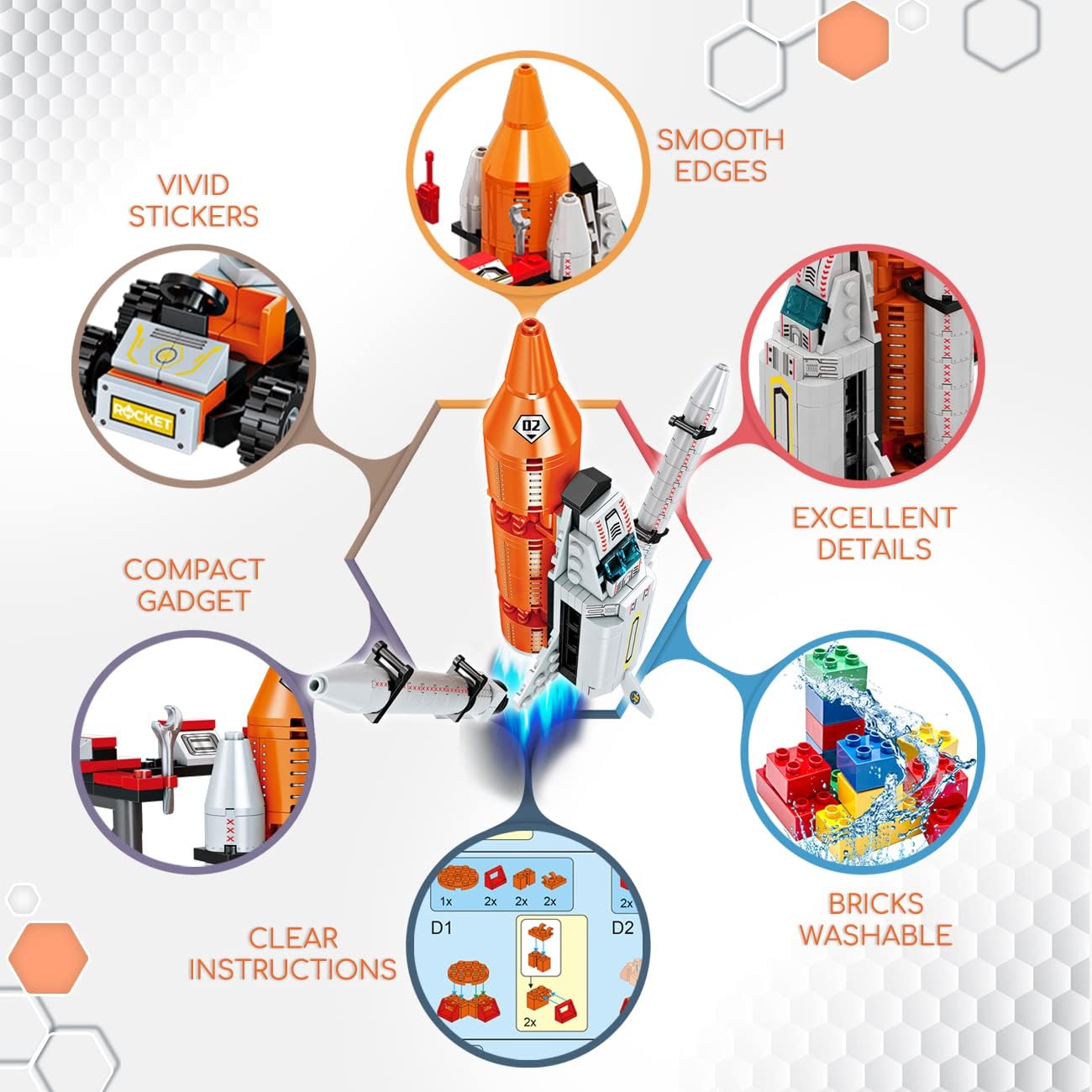 Detalle 2 de Space Exploration Shuttle 12-in-1 STEM Kit 566 pcs 🚀