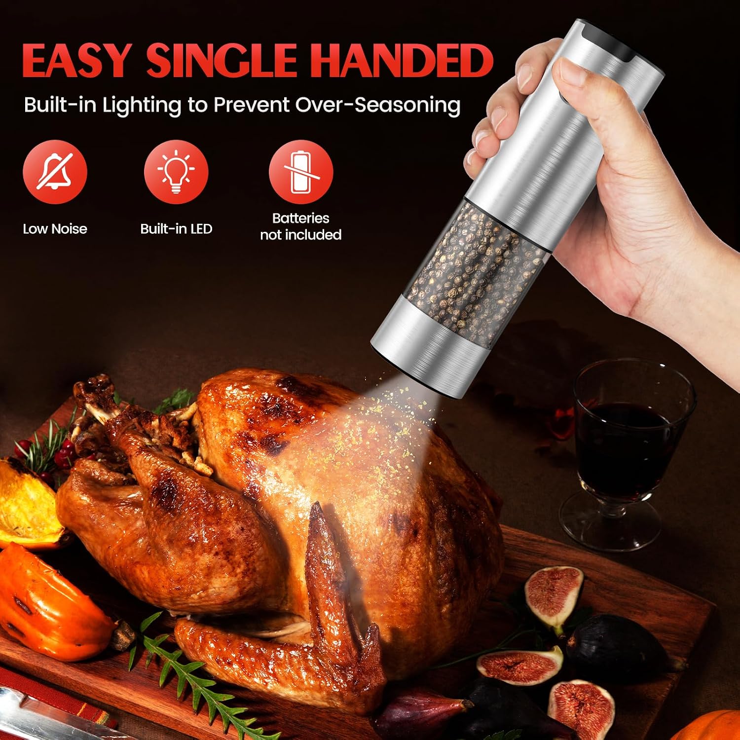 Detalle de Electric Salt and Pepper Grinder, Stainless Steel