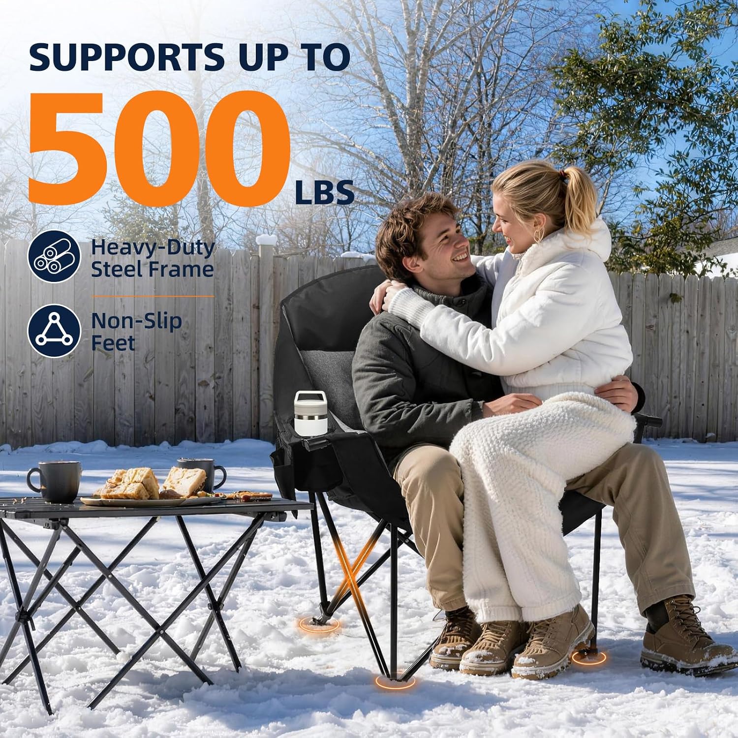 Detalle 2 de DasEpic Heated Camping Chair, 500-lb Capacity