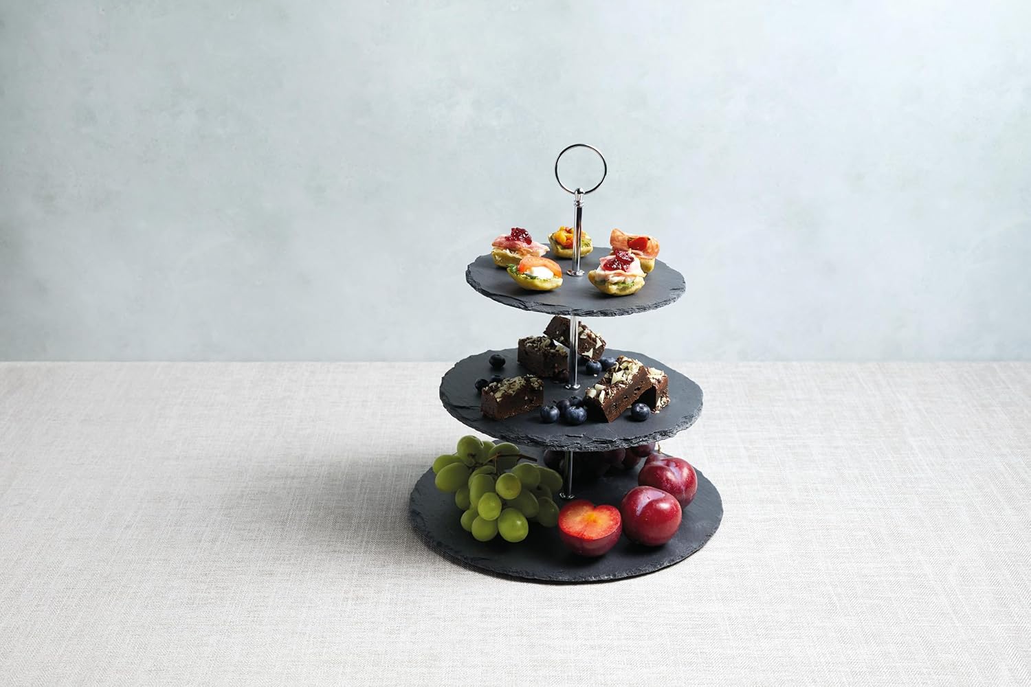 Detalle de Artesa Set de Service à Gâteau en Ardoise à Trois Étages – 28,5 × 34,5 cm – Boîte Cadeau