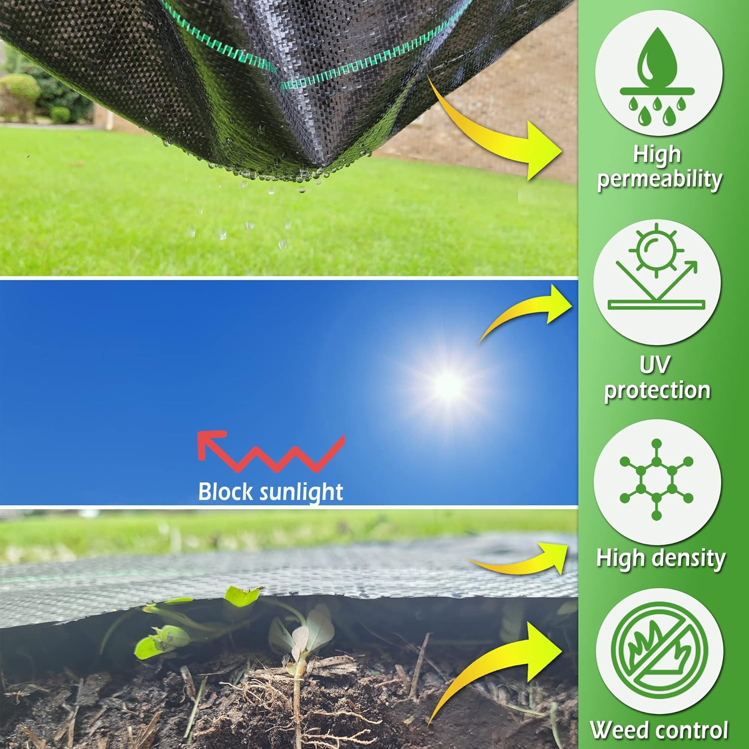 Detalle de AGGAFA 110gsm Weed Barrier Fabric (1M x 20M) – Premium 100% Virgin Material for Landscaping, Farming and Gardening
