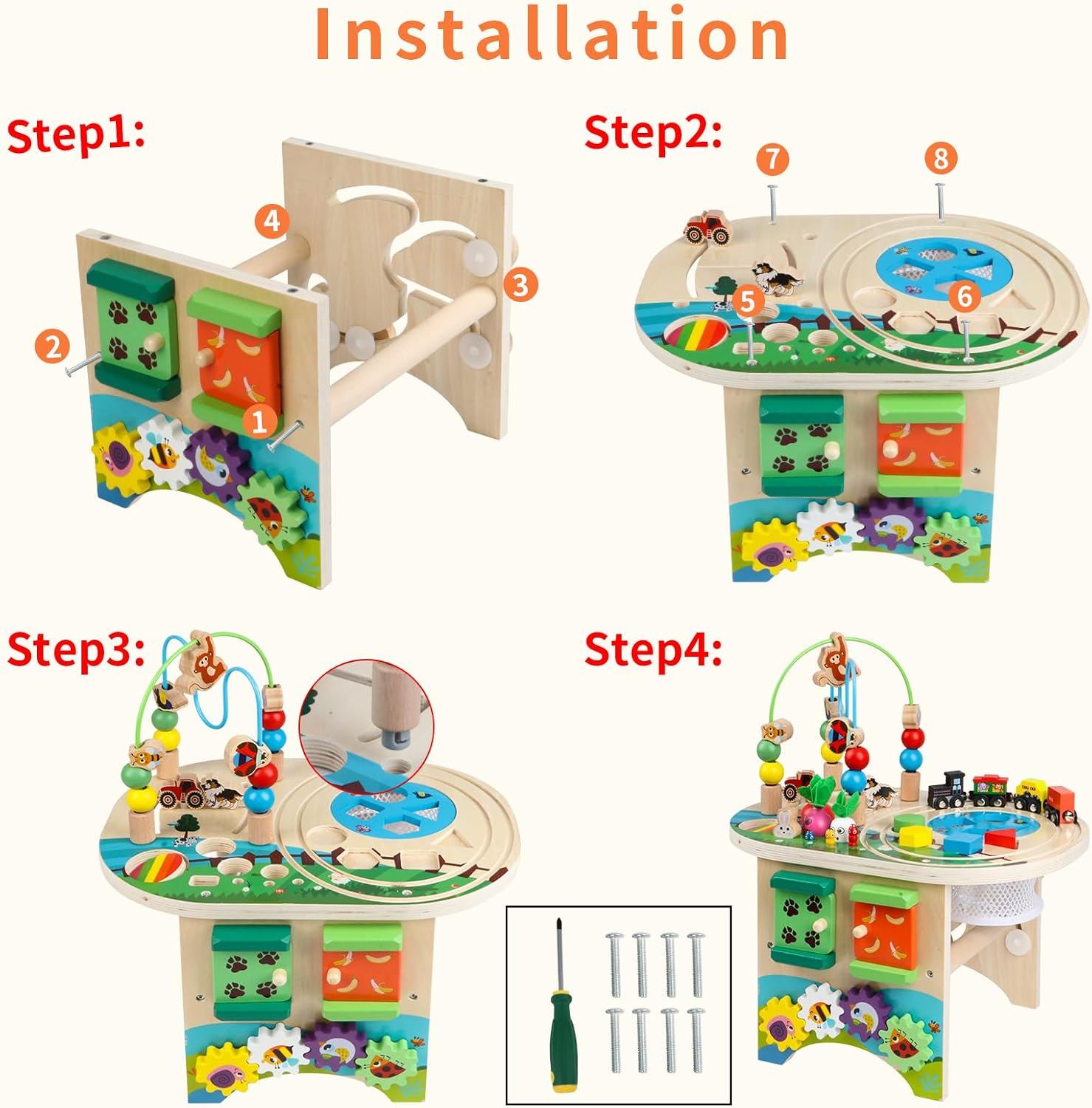Detalle de KABENFIS Wooden Activity Table 12‑in‑1