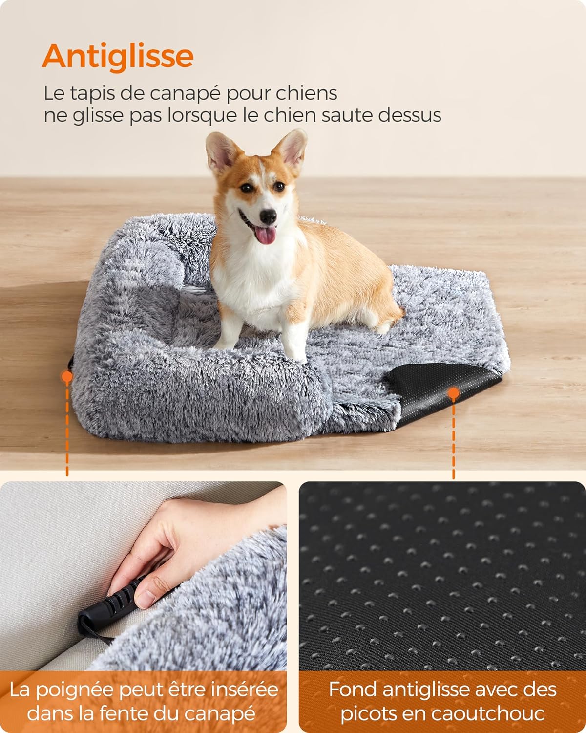 Thumbnail 4 de Feandrea FluffyHug : panier et couverture de protection en tissu peluche pour canapé (taille L, gris ombré)