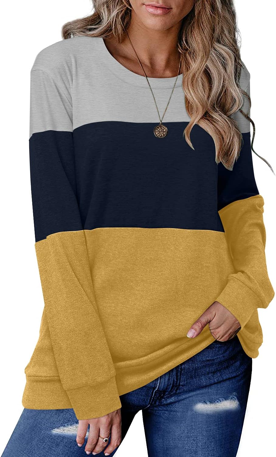 Detalle de CRAZY GRID Women's Long-Sleeve Sweatshirt, 35% Cotton