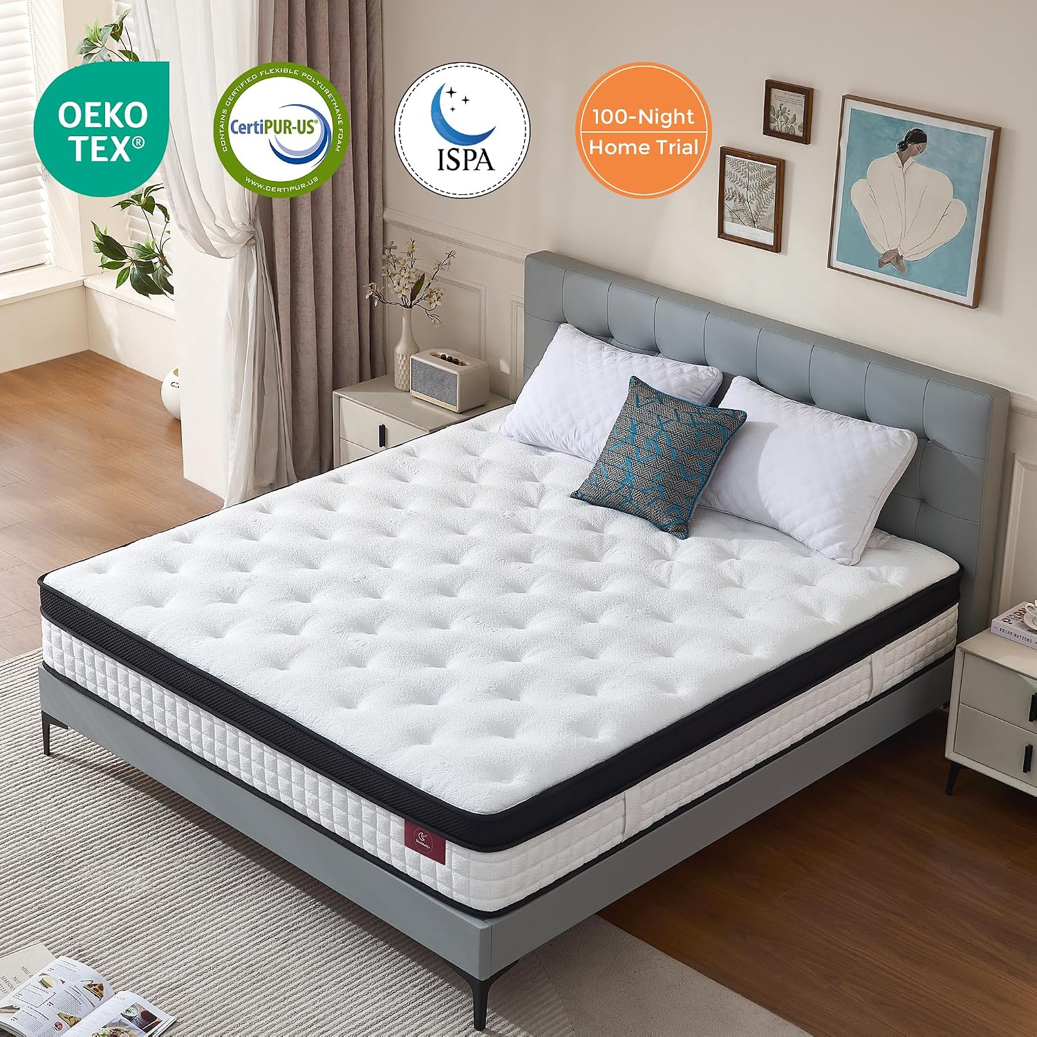 Thumbnail 3 de Doublelife King Size 5FT 11 Inch Gel Memory Foam 9-Zone Pocket Spring Mattress (150x200x28cm)