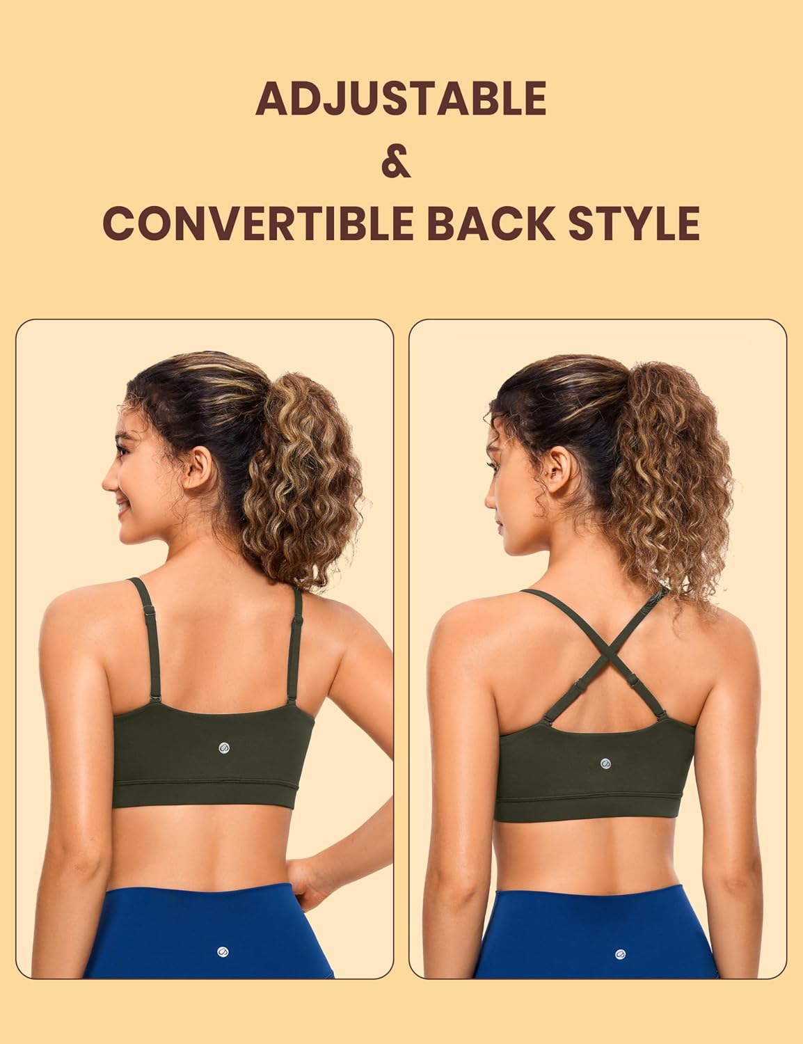Detalle 2 de CRZ YOGA Women's Butterluxe Bandeau Sports Bra with Adjustable Straps and Removable Pads