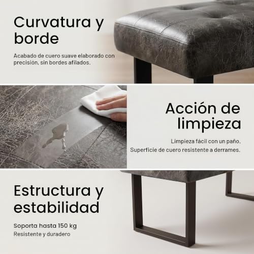 Detalle de JIEXI Banco tapizado con patas de metal y reposapiés de diseño