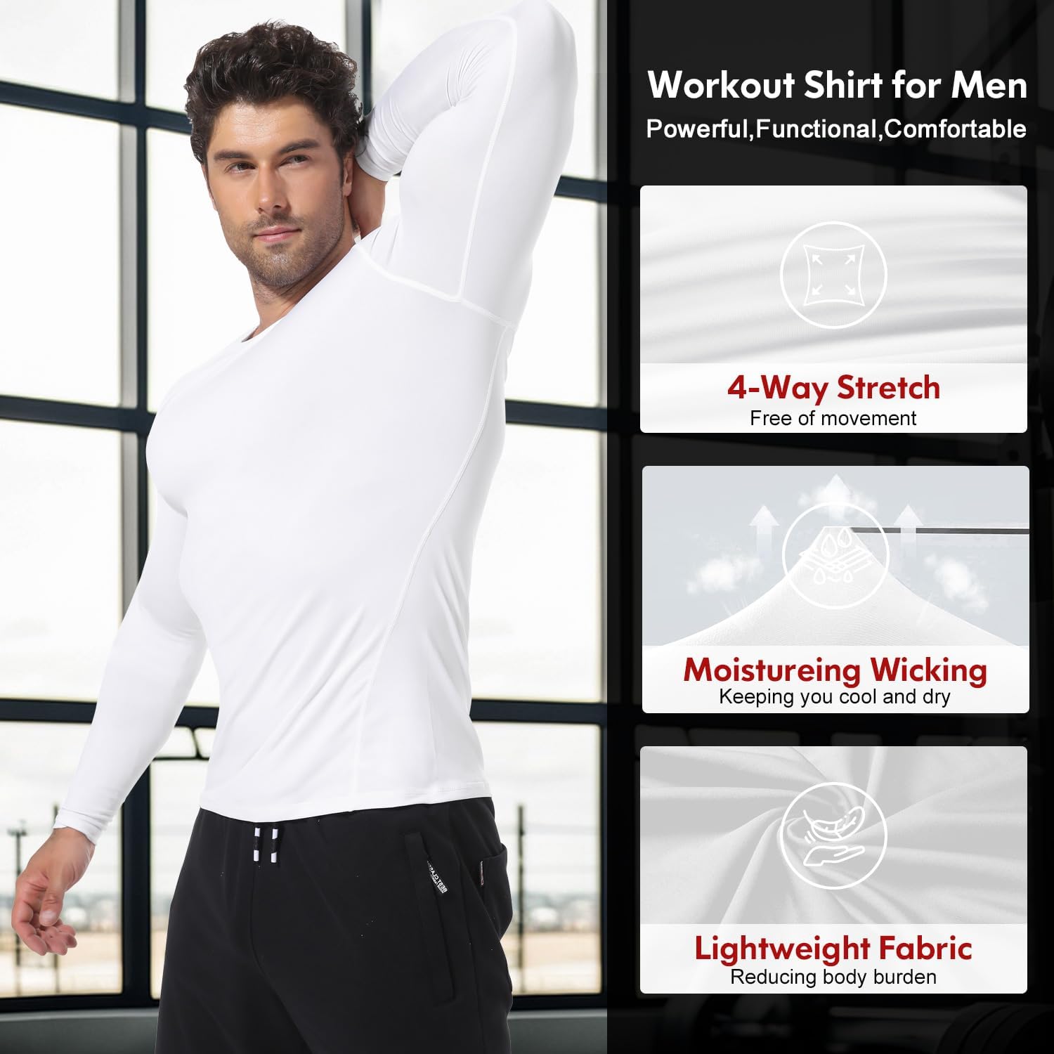 Detalle de Compression Shirts 4 Pack Cooling Dry for Men