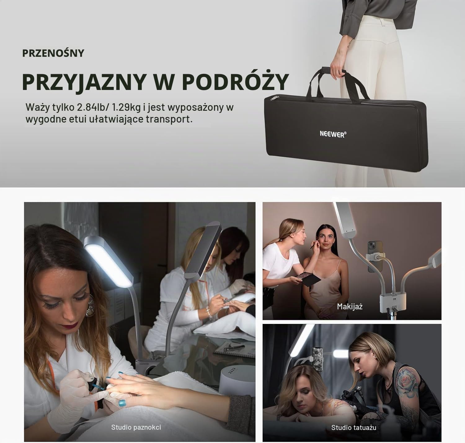 Detalle de NEEWER BH40B (EU) elastyczna lampa LED do urody, 2 głowice, CRI 98+