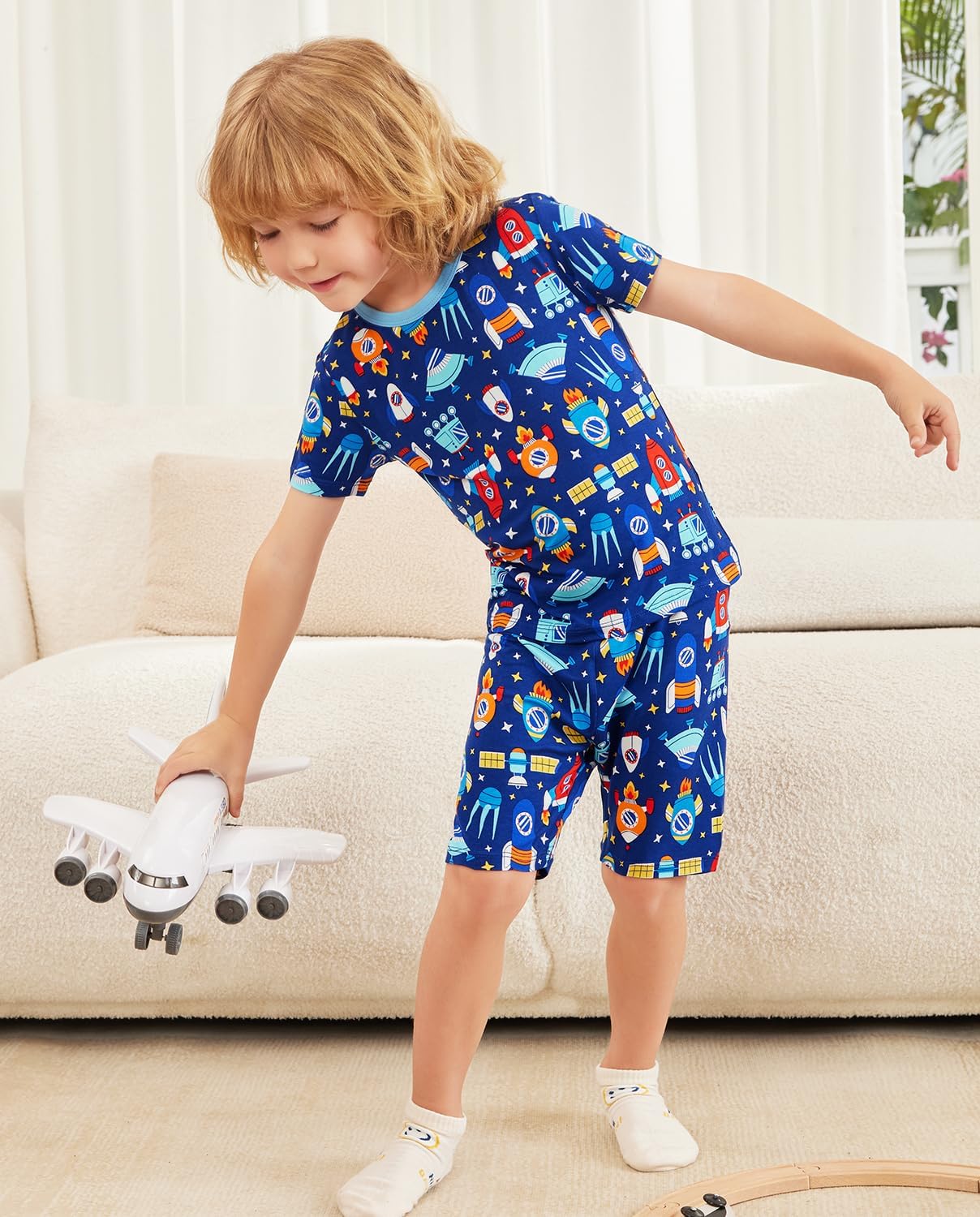 Thumbnail 2 de babee Reshinee Bamboo Viscose Toddler Car Pajamas 2-Piece Set (12M-8Y) — Snug, Cool Summer Sleepwear